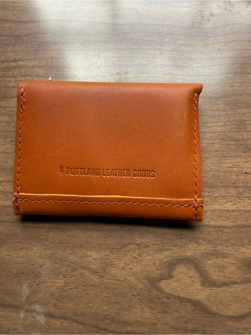 Classic Cognac Leather Card Wallet - Slim Snap Pouch